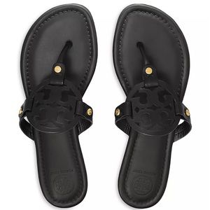 Black Leather Tory Burch Miller Sandals size 8